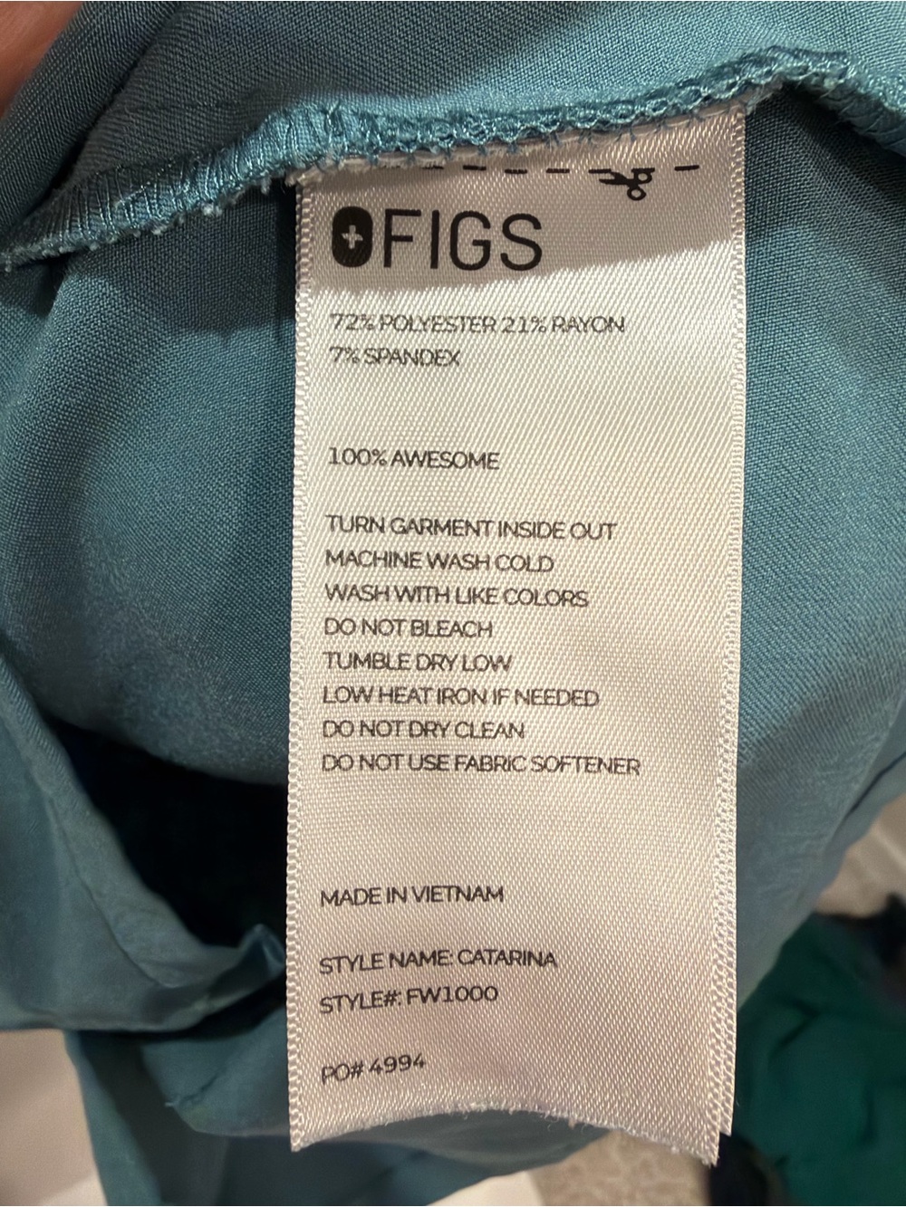 Figs Women’s Catarina Scrub Top, Hydro Green, Large - Picture 5 of 8
